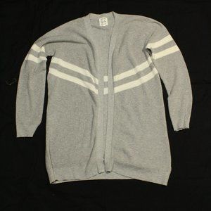 Gray Long Open Cardigan
